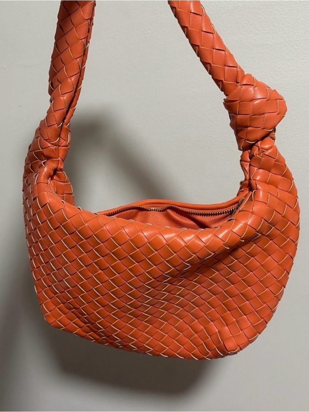 Woven Leather Shoulder Bag - Orange by the brand New Day looks like bottega